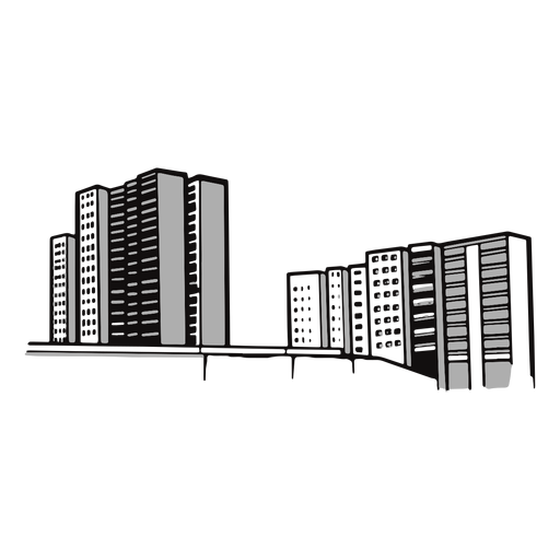 Ilustración de calle de edificios de rascacielos Diseño PNG