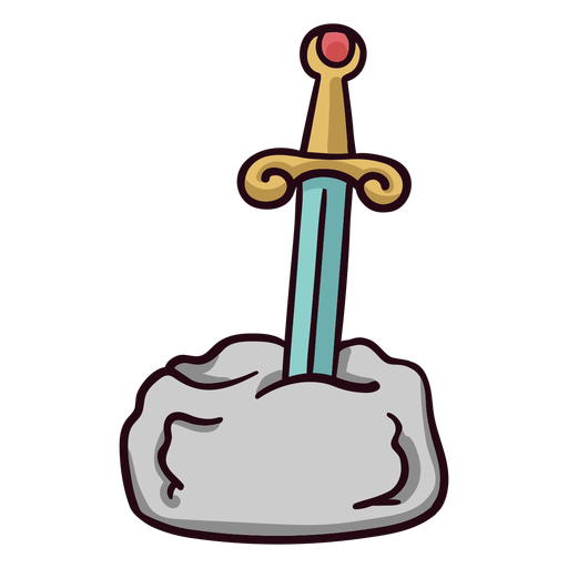 Sword in stone colorful icon stroke PNG Design