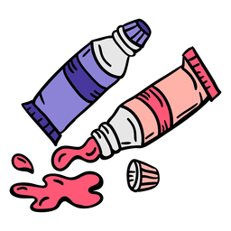 Tempera tubes colorful illustration PNG Design