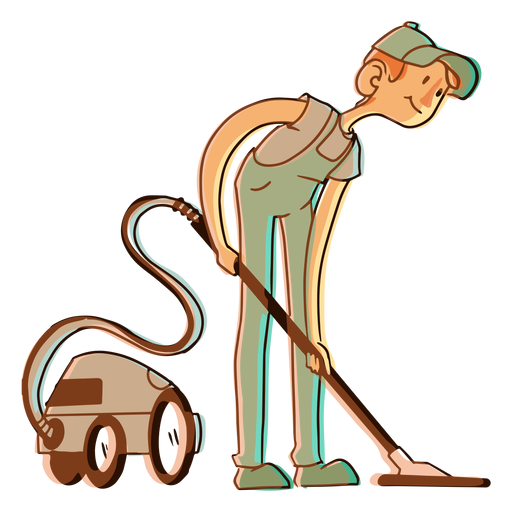 Vacuum cleaner hoover worker illustration