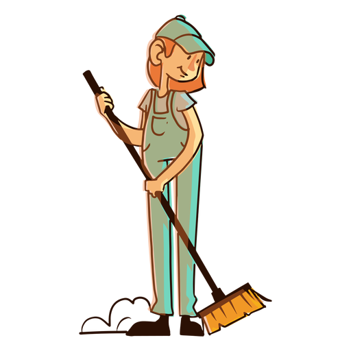 Worker dust cleaning brush illustration PNG Design