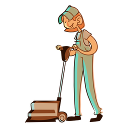 Worker floor cleaning machine illustration PNG Design