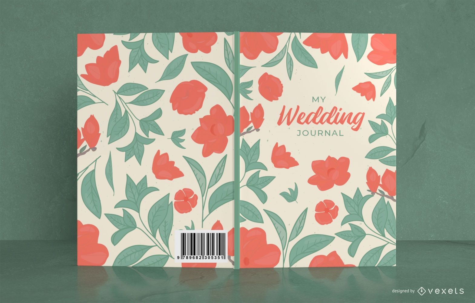 Diseño de portada de libro de boda floral