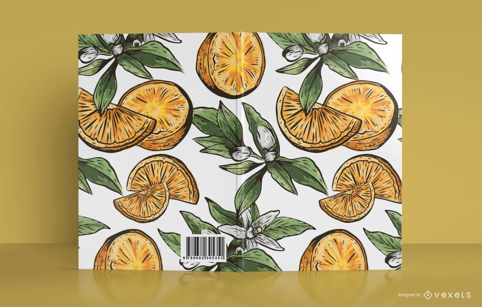 Design de capa de livro com ilustração em laranja