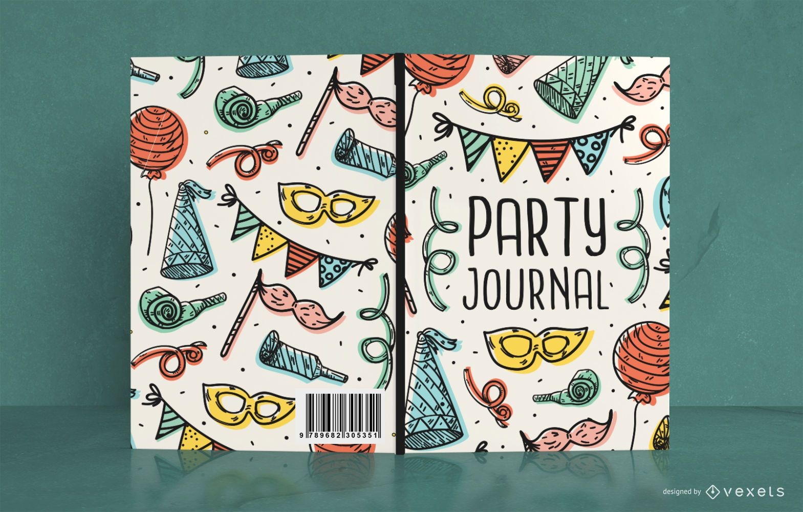 Design de capa de livro de doodle de festa