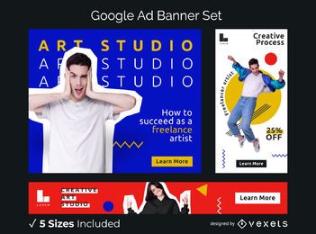 Conjunto de banner de anuncios de estudio de arte Conjunto de banner de anuncios de estudio de arte