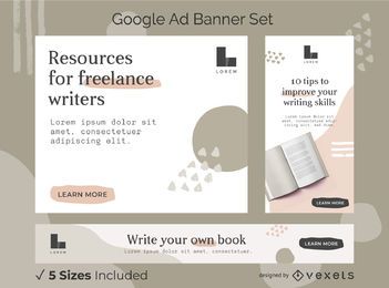 Conjunto de banner de anuncios abstractos de escritor