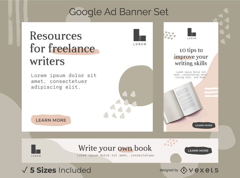 Writer abstract ads banner set Writer abstract ads banner set