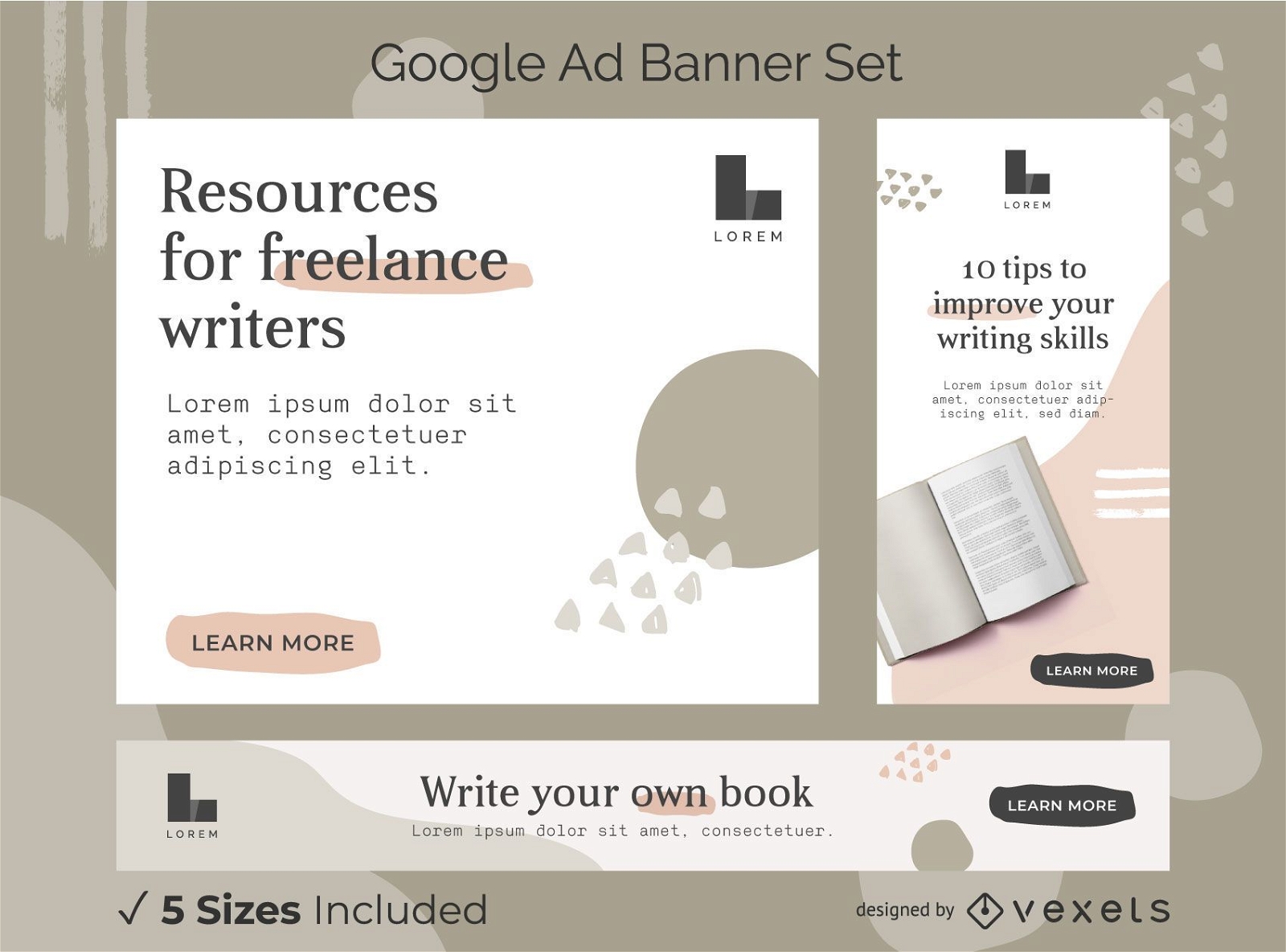 Writer abstract ads banner set