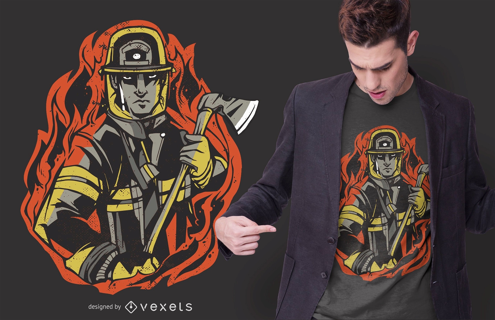 Design de camiseta do Flame Firefighter
