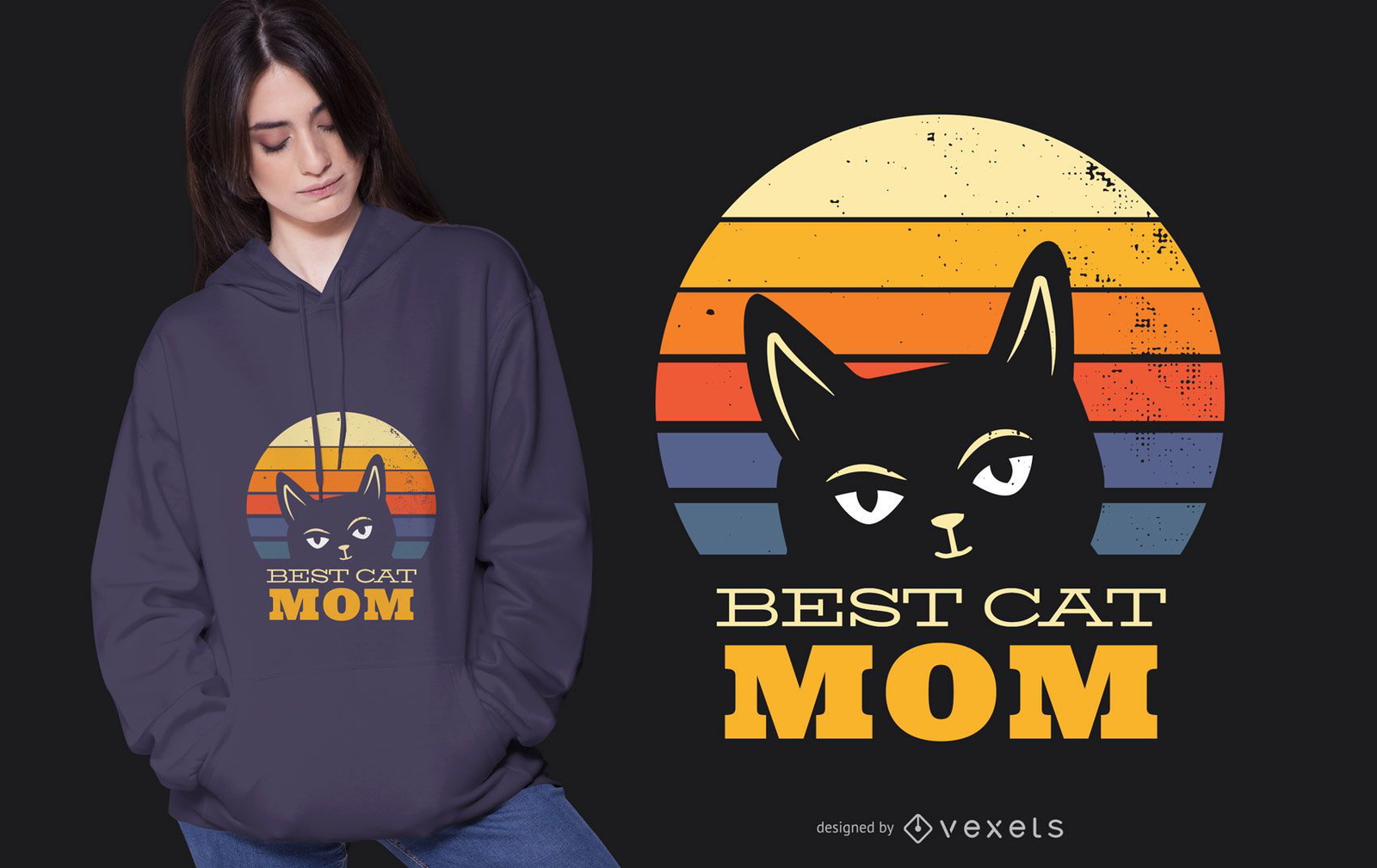 Download Best Cat Mom T-shirt Design - Vector Download