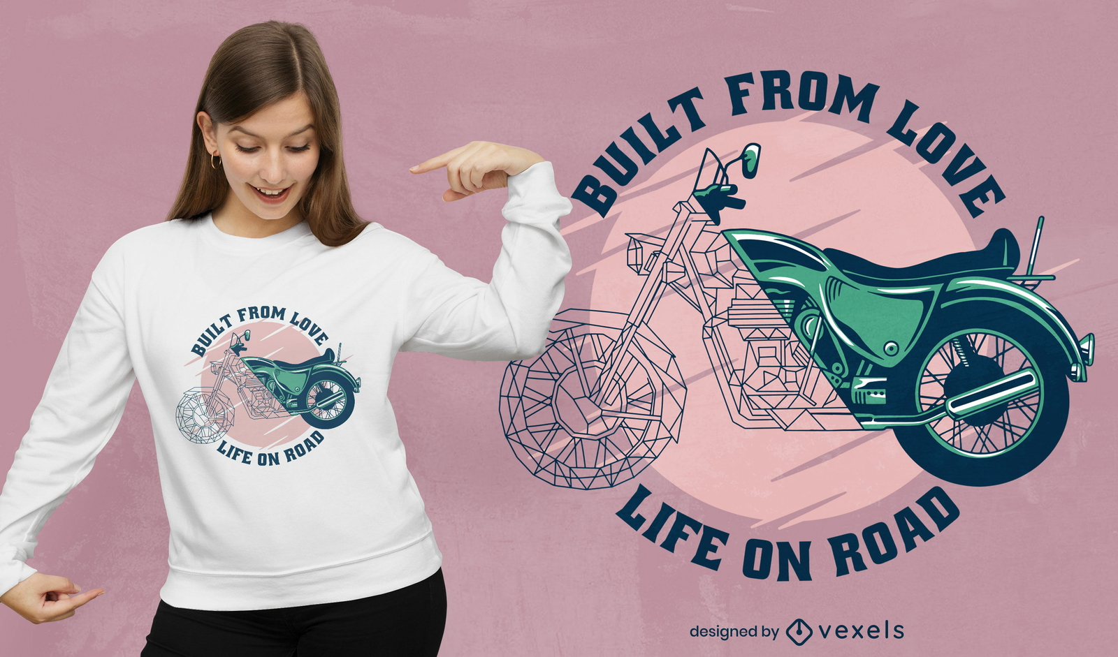 Design de camiseta de motocicleta geométrica