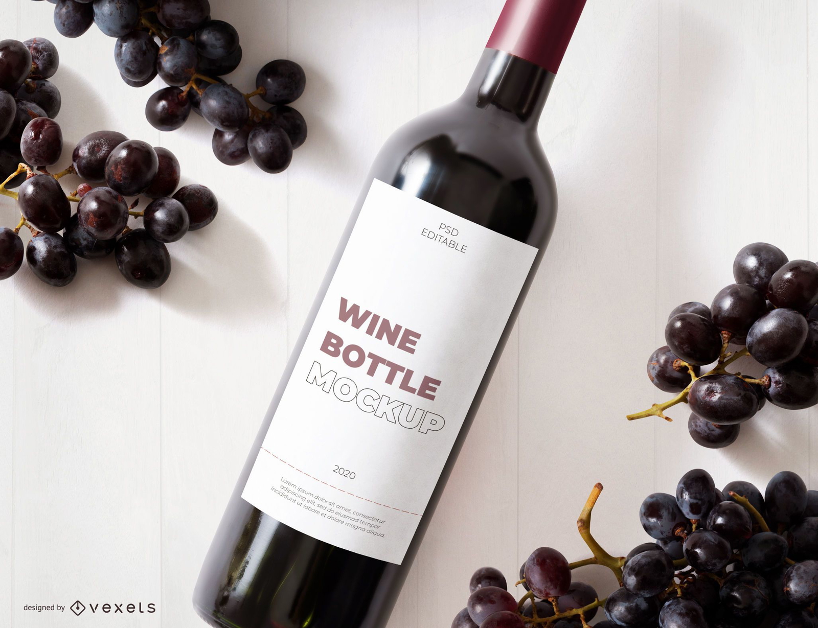 red wine bottle label mockup