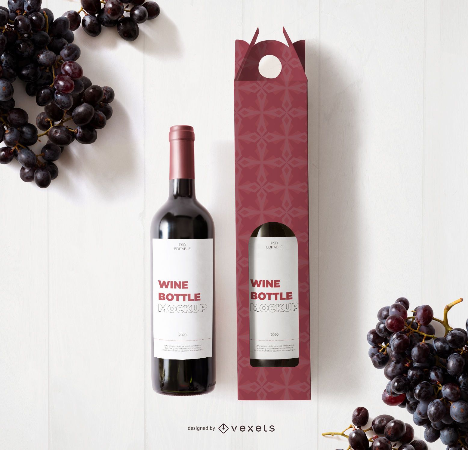 Wine Bottle Label Mockup Composition