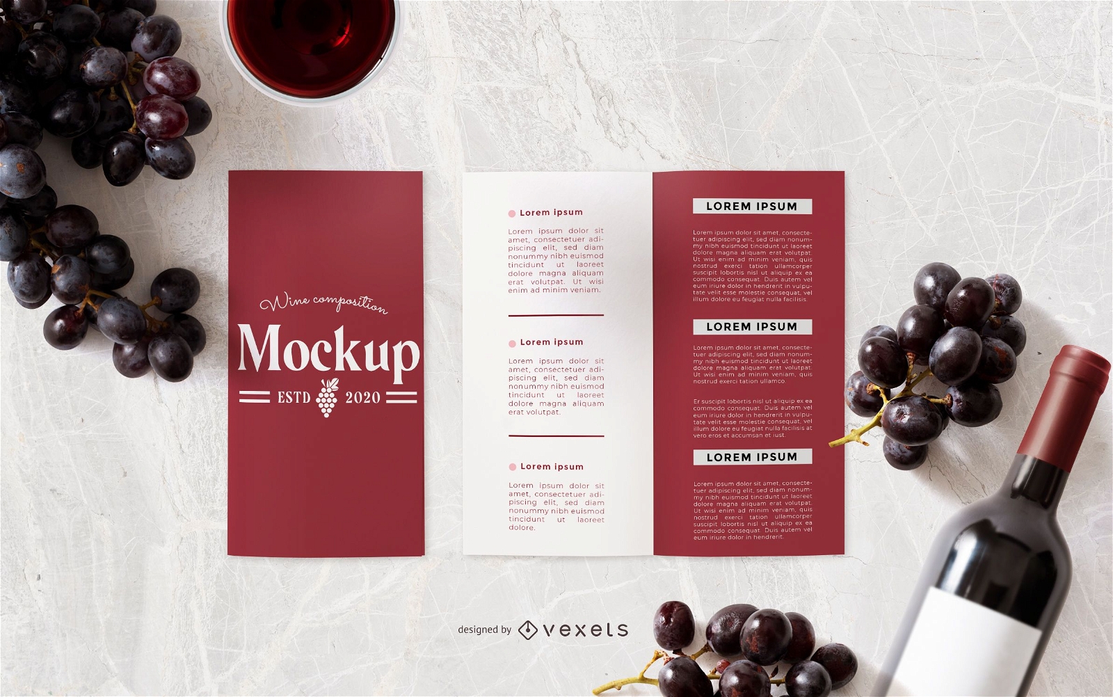 Composição de maquete de brochura de vinho