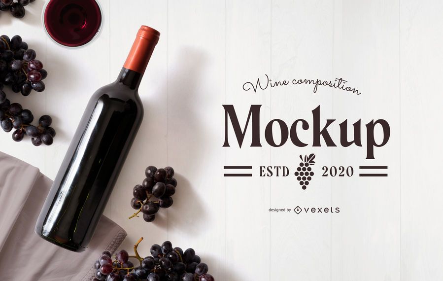 Wine grapes composition mockup Wine grapes composition mockup