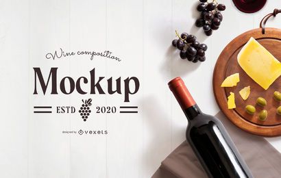 Maquete de composição de queijo para vinho