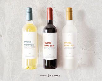wine bottles label mockup