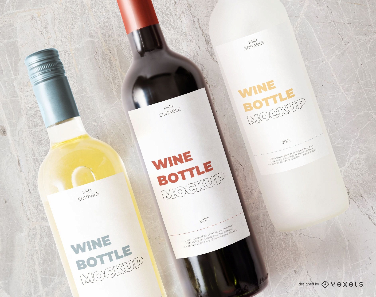 composición de maqueta de etiqueta de botellas de vino