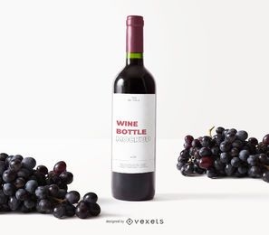 maqueta de uvas de etiqueta de botella de vino