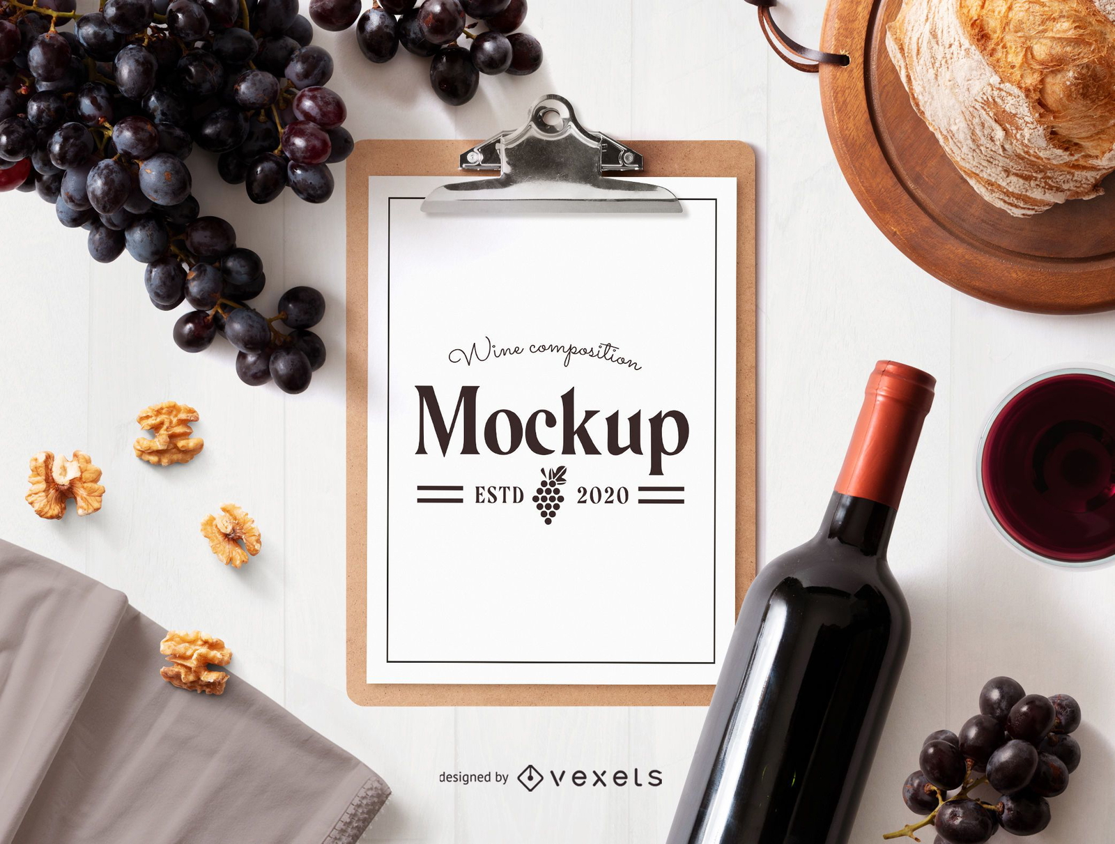 Wine composition clipboard mockup