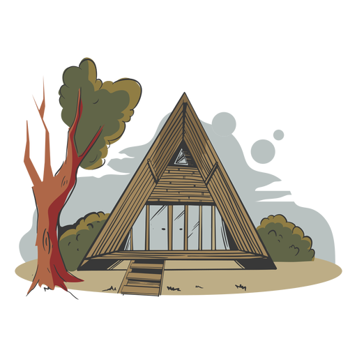 Casa feita de bambu com ilustra??o Desenho PNG