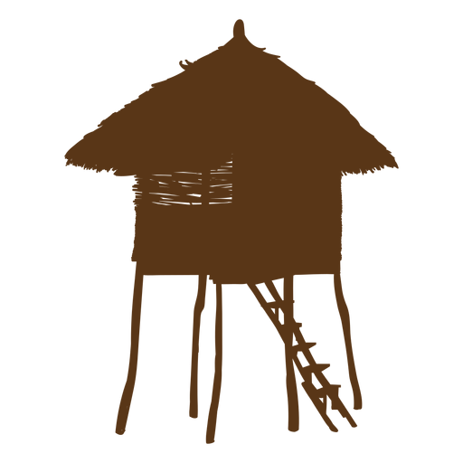 Beach bamboo hut silhouette