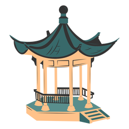 Chinese architecture colored PNG Design
