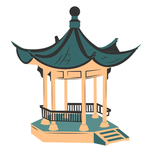 Chinese architecture colored PNG Design