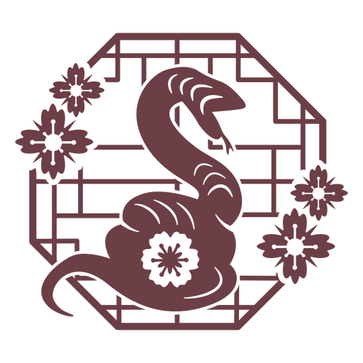 Chinese horoscope snake composition PNG Design