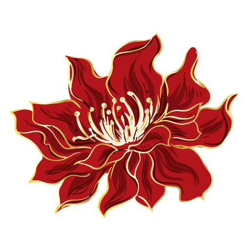 Chinese red flower design PNG Design