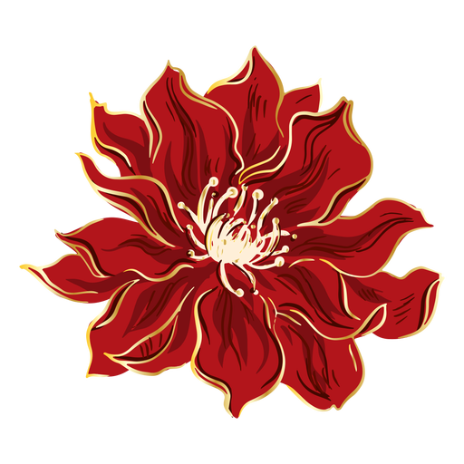 Flor vermelha chinesa desenhada à mão Desenho PNG