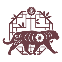 Composição tigre horóscopo chinês Desenho PNG