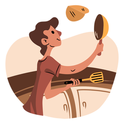 Cooking flipping woman PNG Design Transparent PNG