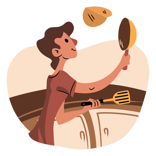 Cooking flipping woman PNG Design