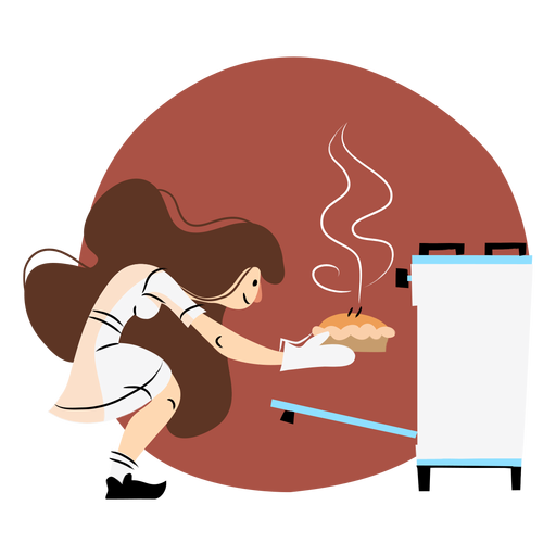 Cooking oven woman colored PNG Design