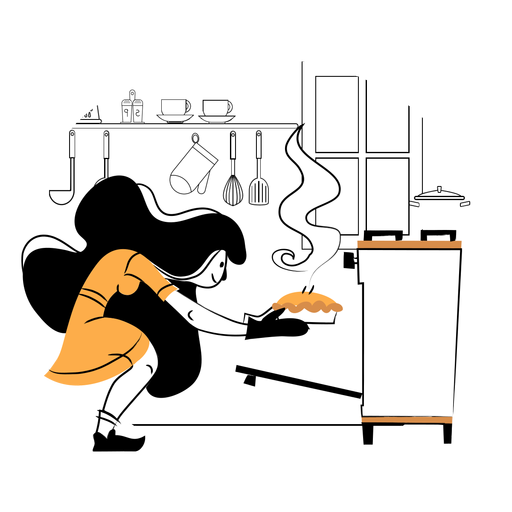 Cooking oven woman duotone PNG Design
