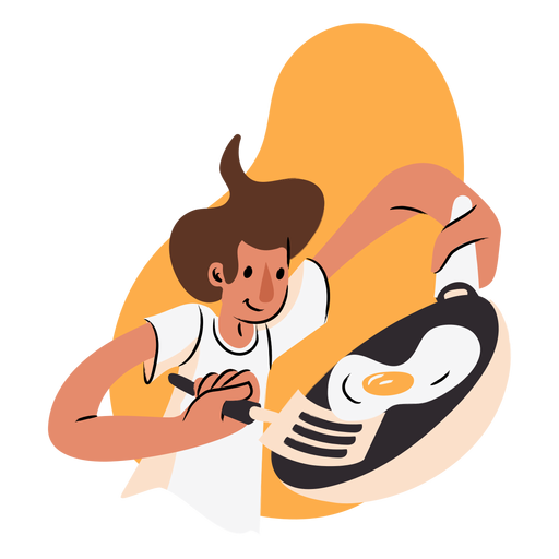 Egg cooking person PNG Design