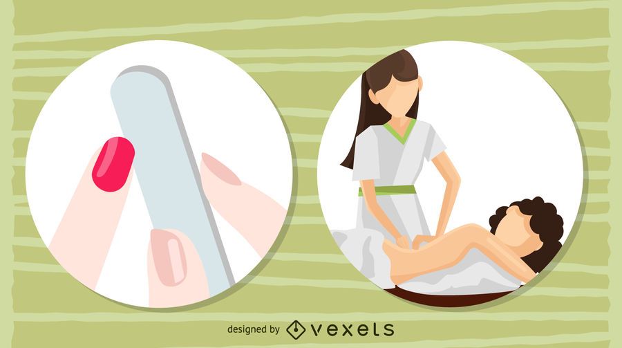 illustrations of manicure and massage illustrations of manicure and massage