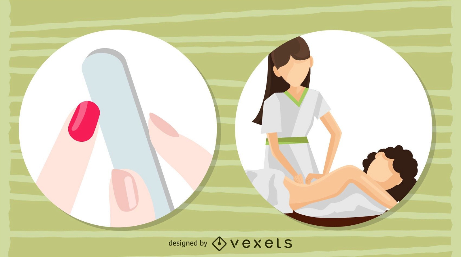 illustrations of manicure and massage