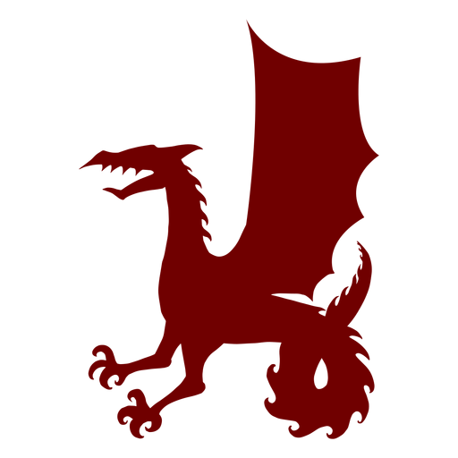 Silhueta de dragão com emblema de heráldica Desenho PNG