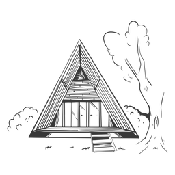 Bosquejo de bambú de casa Diseño PNG