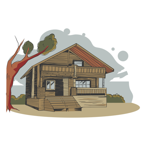 Illustration Haus Bambus gemacht PNG-Design