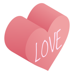 Corazón rosa amor isométrico Diseño PNG