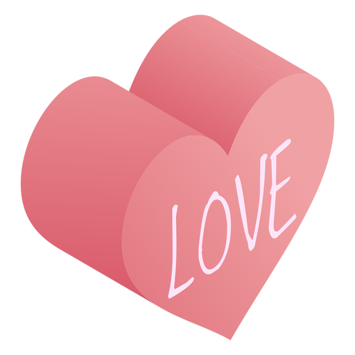 Amor de coração rosa isométrico Desenho PNG