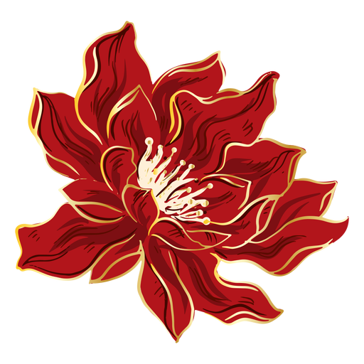 Hübsche chinesische rote Blume PNG-Design