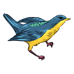 Side view blue yellow flycatcher bird PNG Design