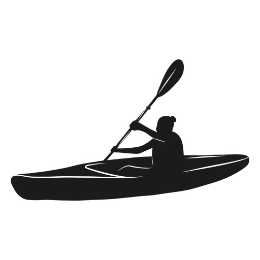 Vista lateral silueta de kayak Diseño PNG