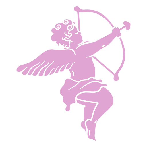 Silhueta apontando o personagem Cupido Desenho PNG