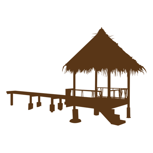 Praia de cabana de bambu Desenho PNG